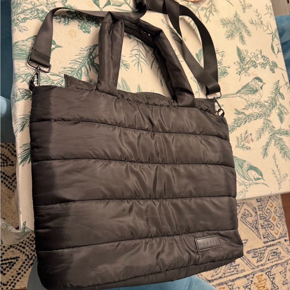 BUGATTI Black Quilted Tote Bag